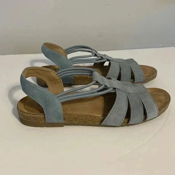 EARTH ORIGINS Leather Sandals Sling Back Laney Moroccan Blue Size 9.5 - Picture 3 of 6